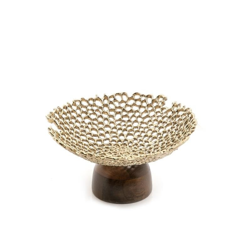 Metal Bowl with Wooden Base