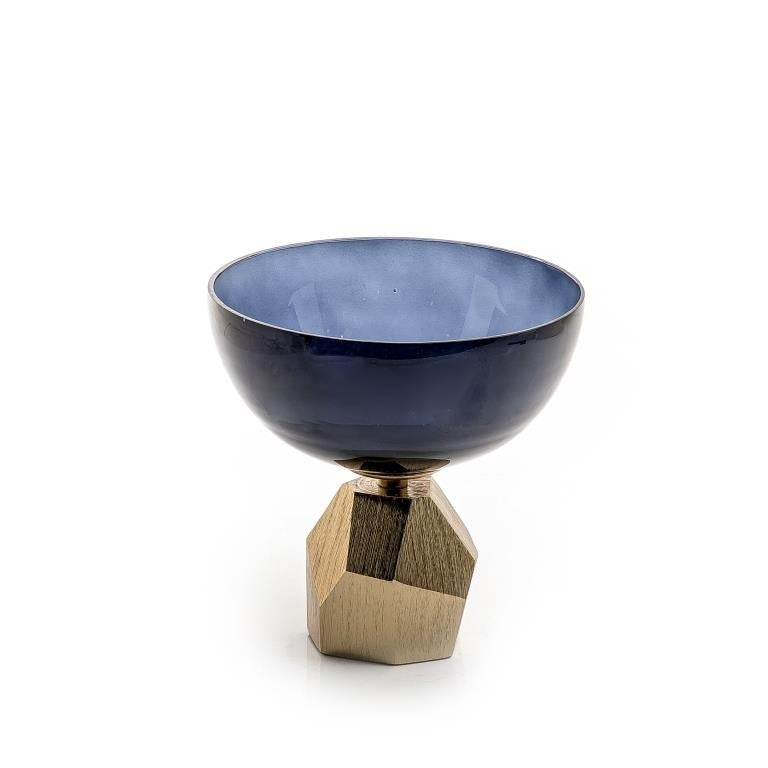 Tall Glass Bowl with Metal Base