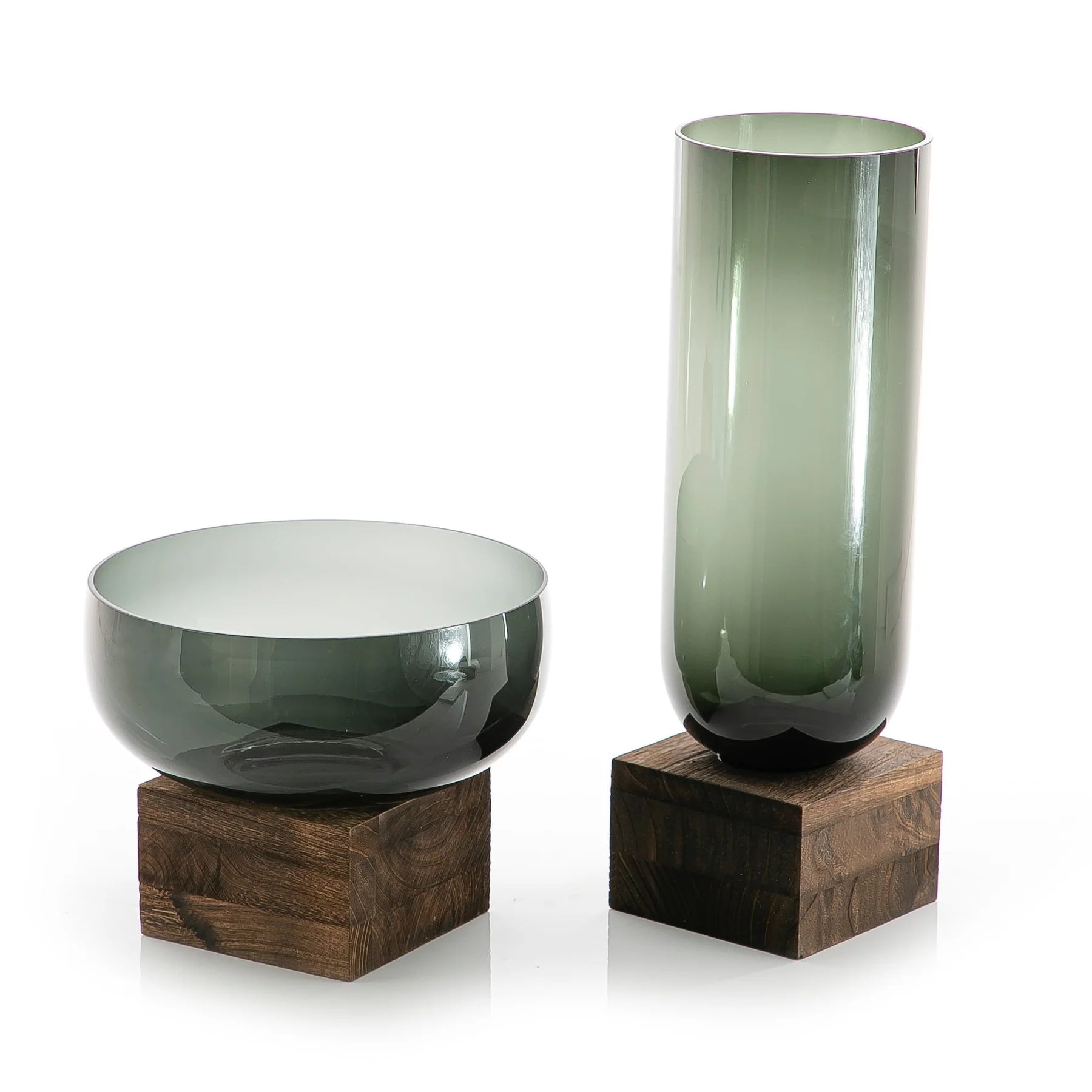 Glass Bowl with Wooden Base