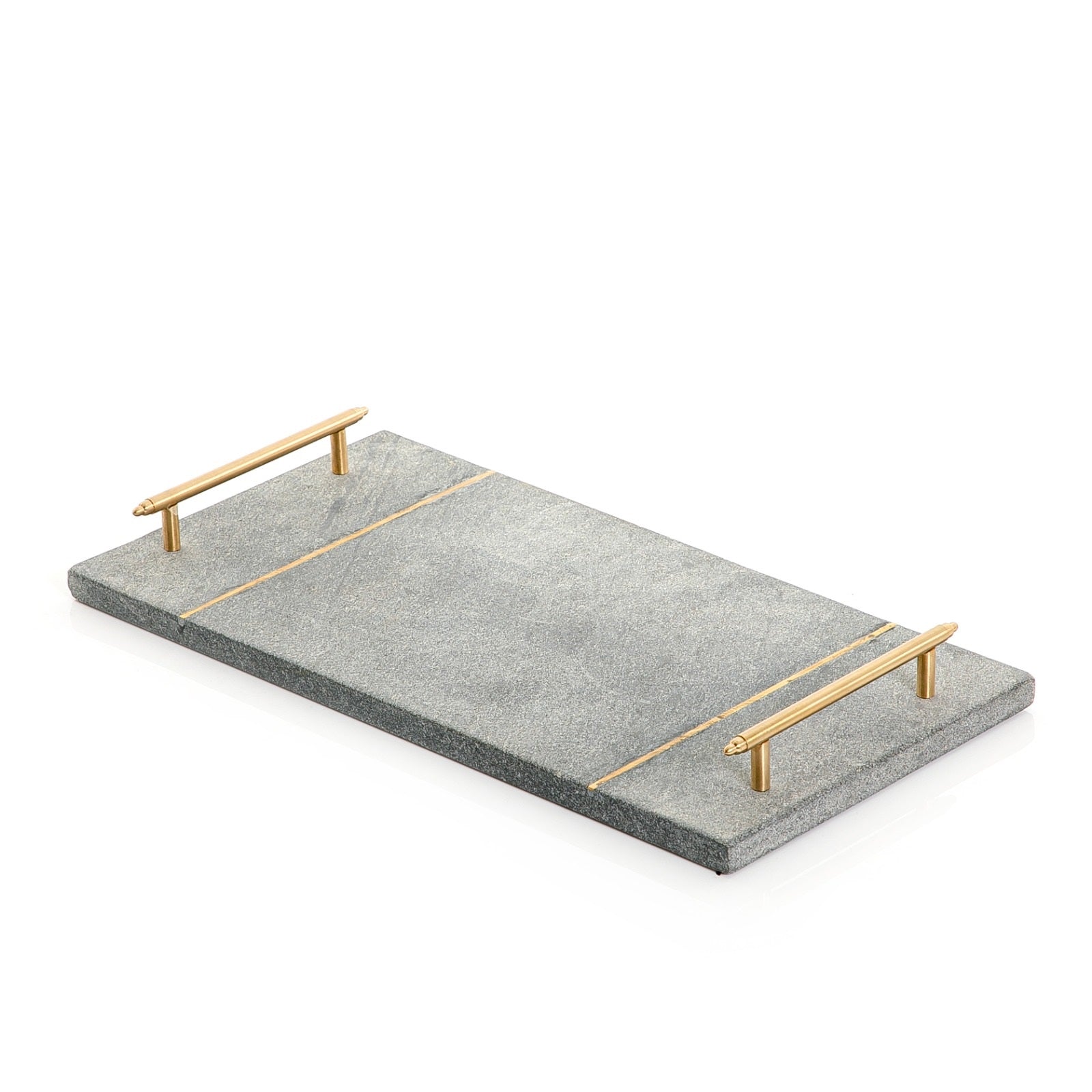 Marble Tray with Metal Handle