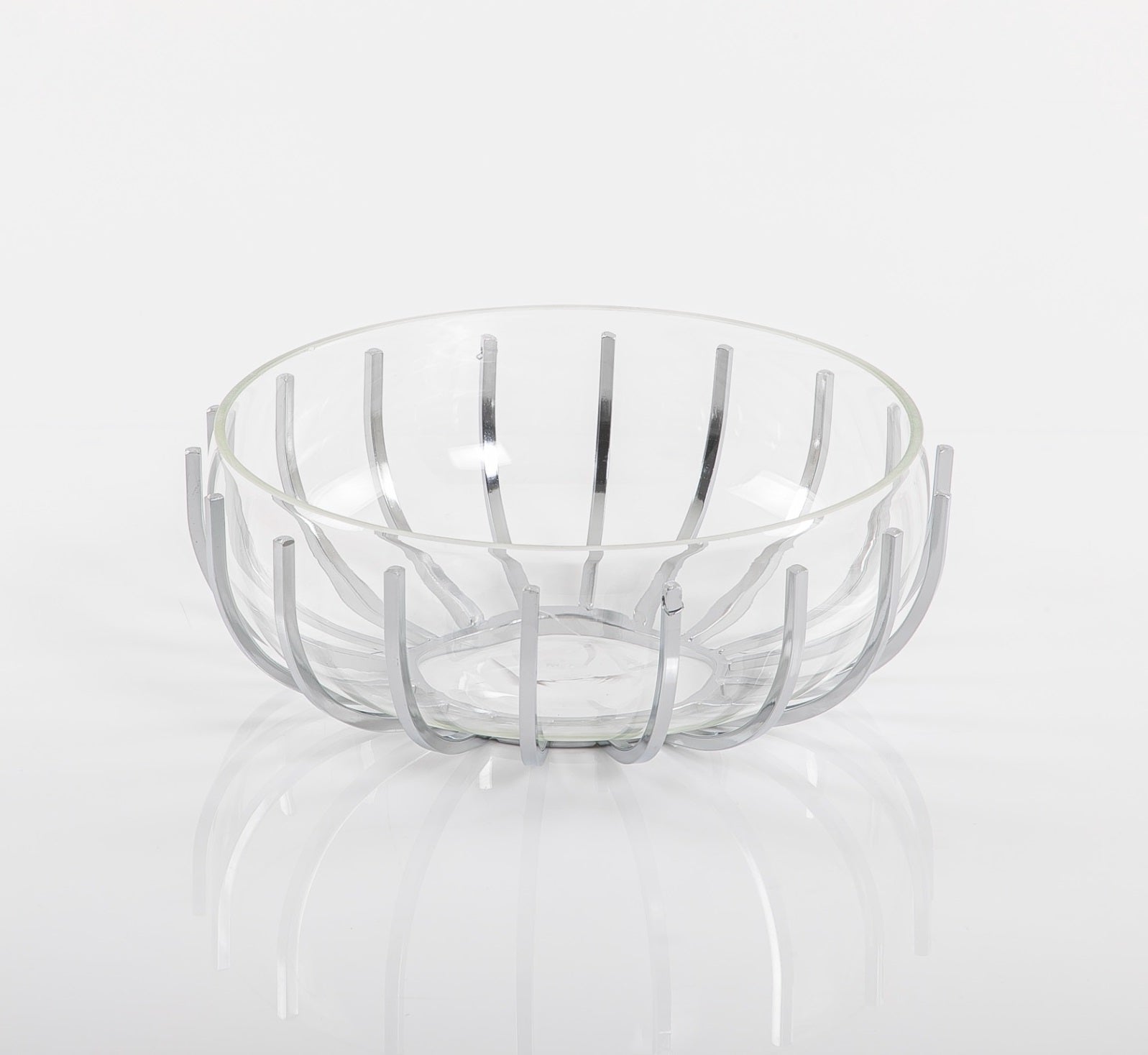 Round Glass Bowl with Metal Base