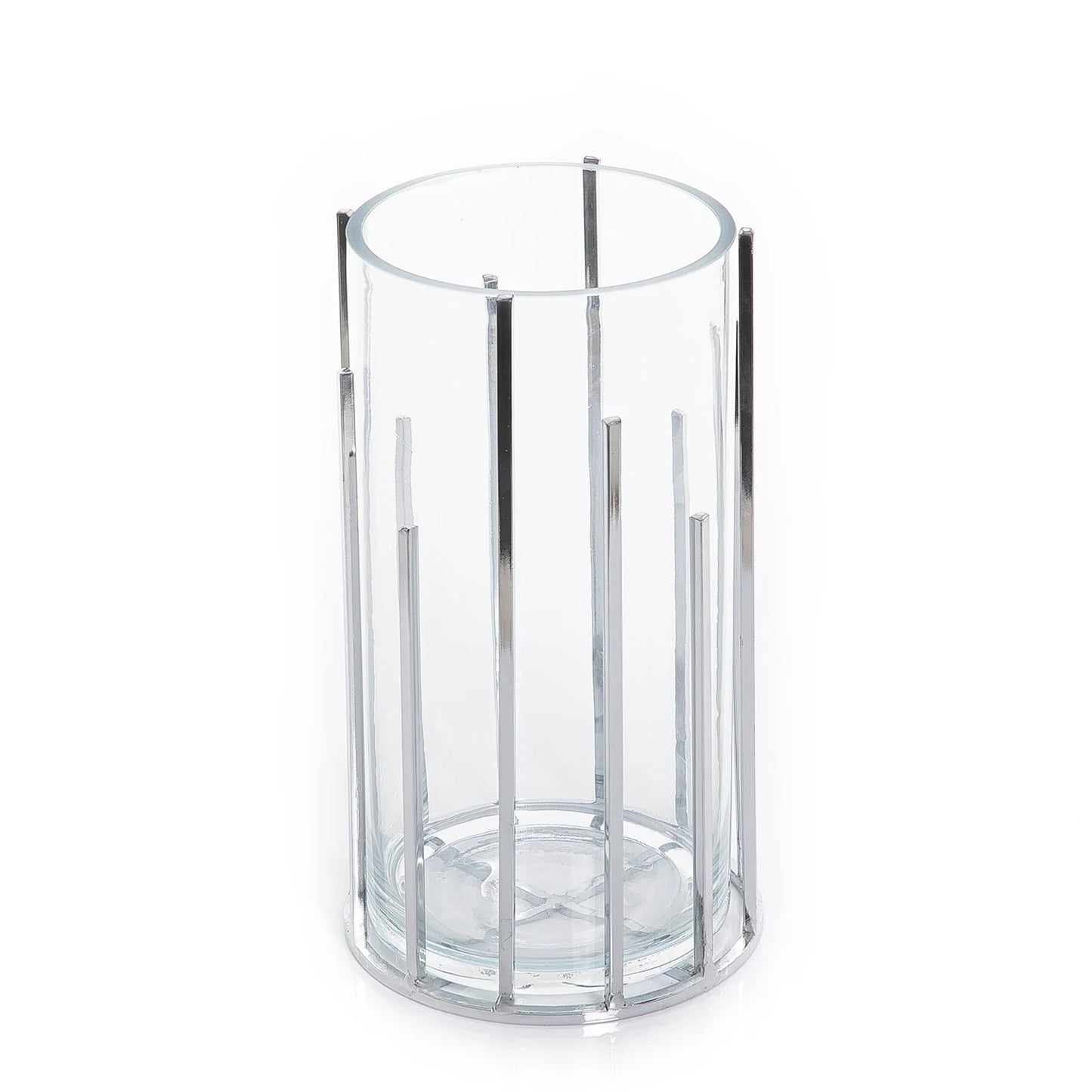 Glass Vase With Metal Base