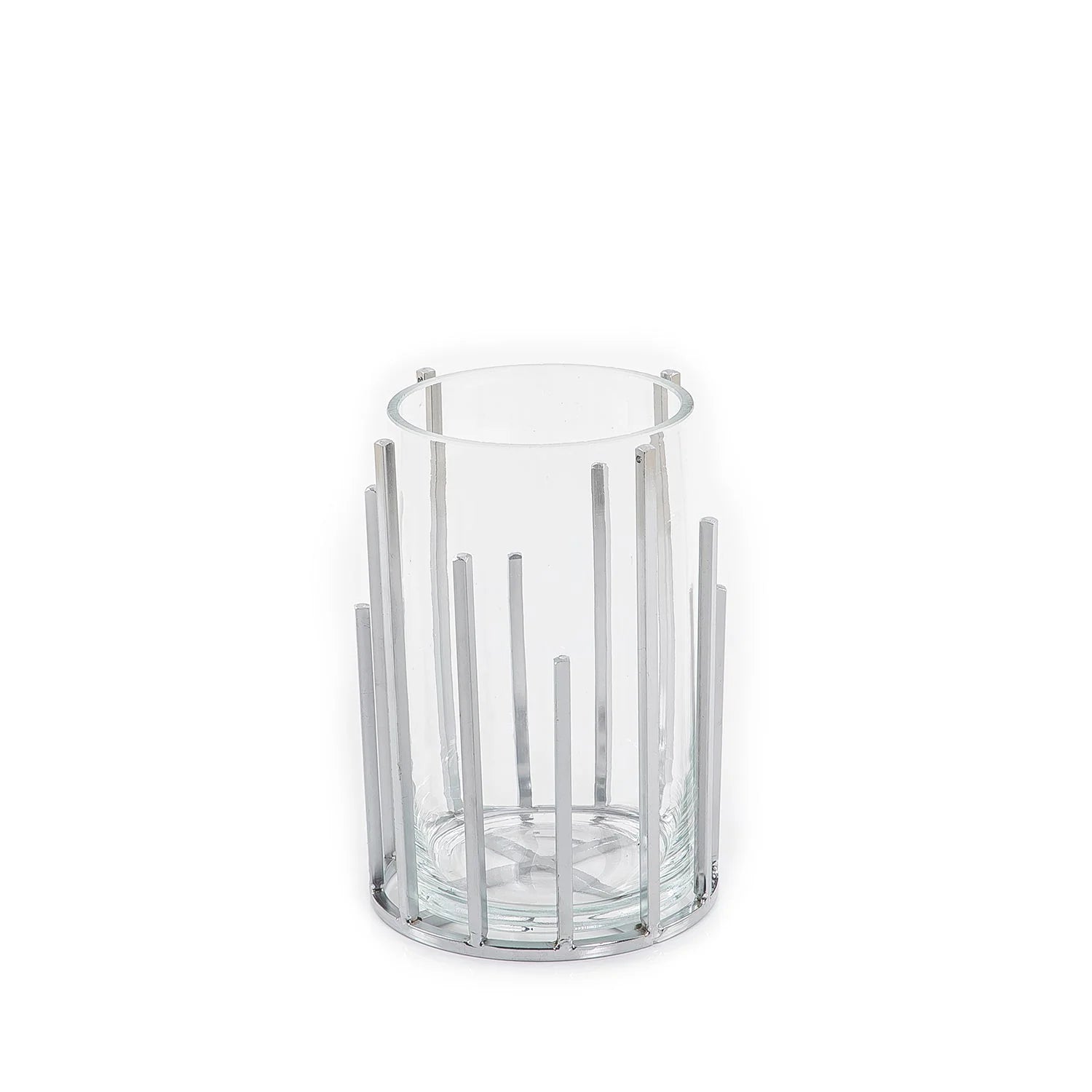 Glass Vase with Metal Base