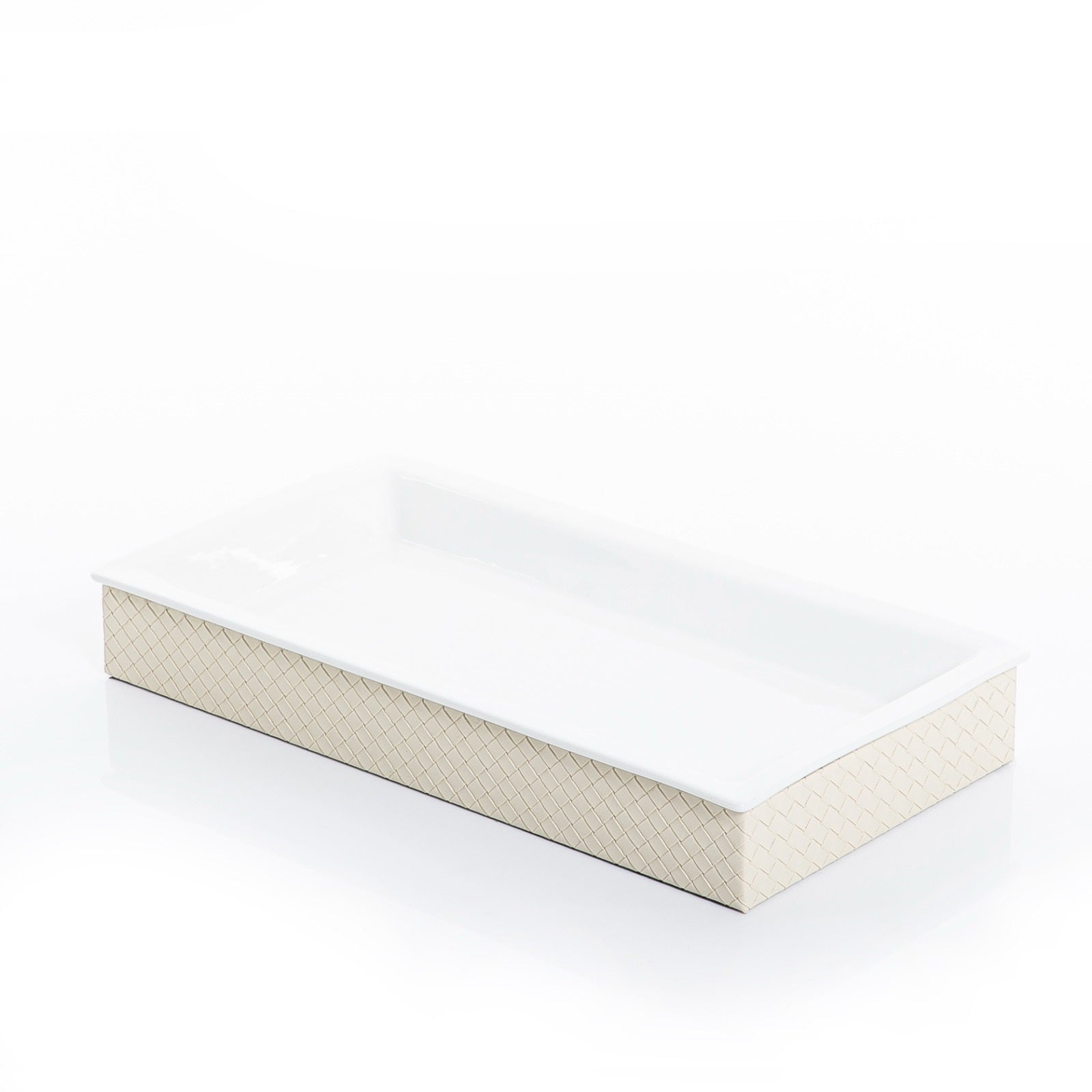 Ceramic Tray with Leather Base - 43cm