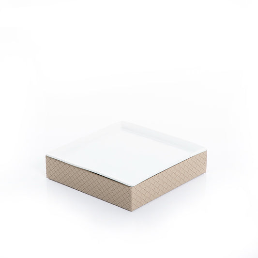 Ceramic Tray with Leather Base - 24cm