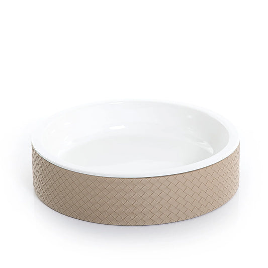 Ceramic Bowl with Leather Base - 34cm