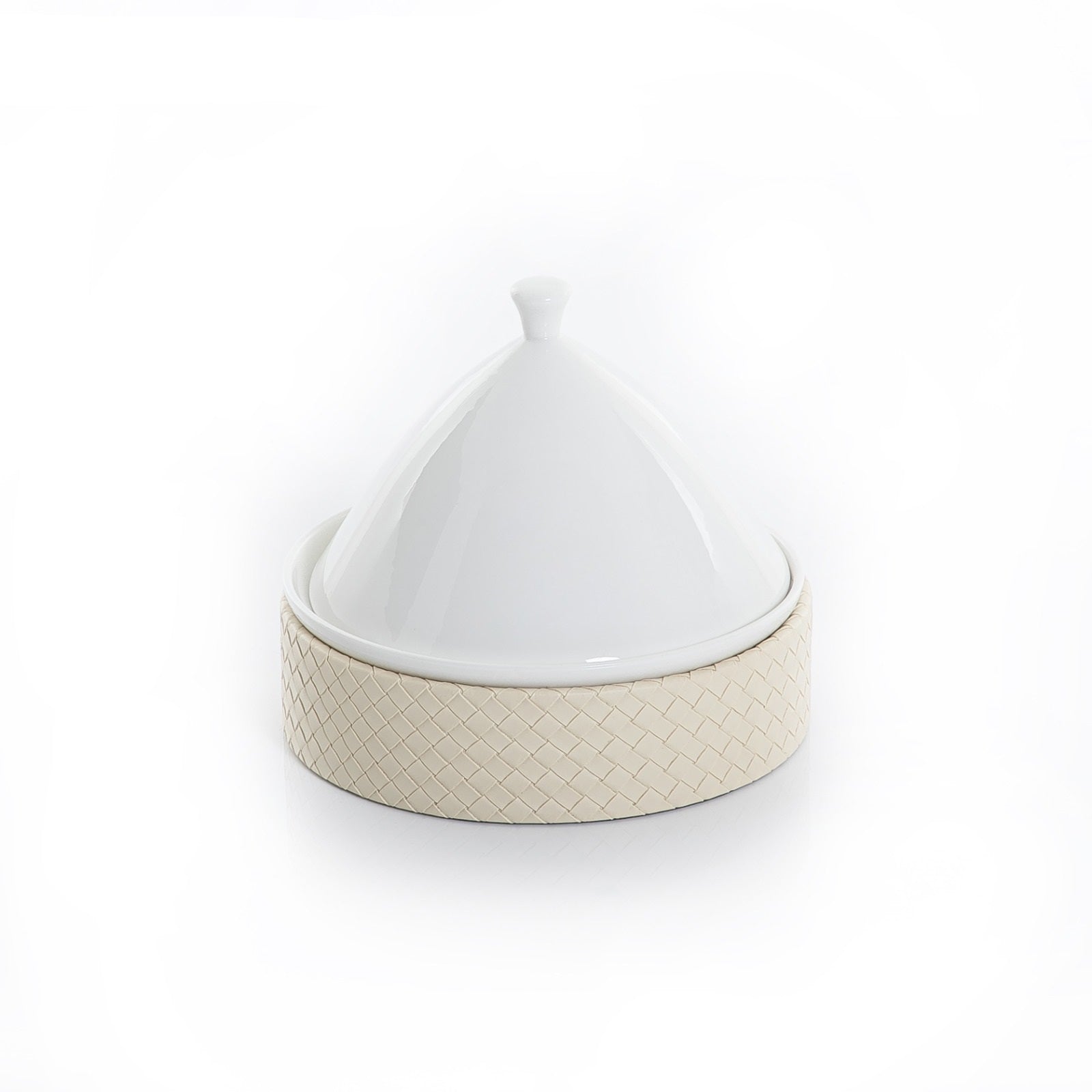 Ceramic Stand and Lid with Leather Base - 22cm