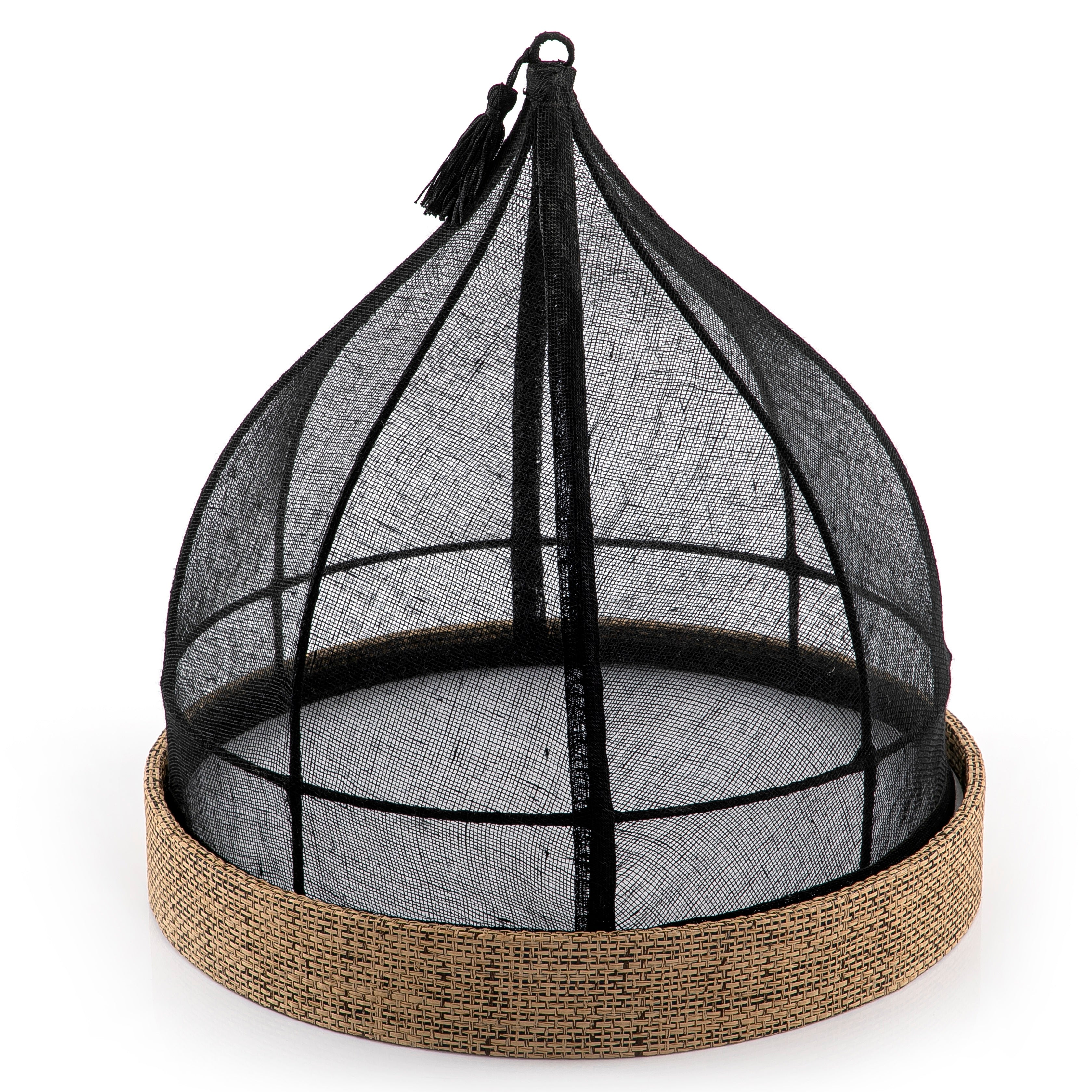 Black Linen Cover with Rattan Base