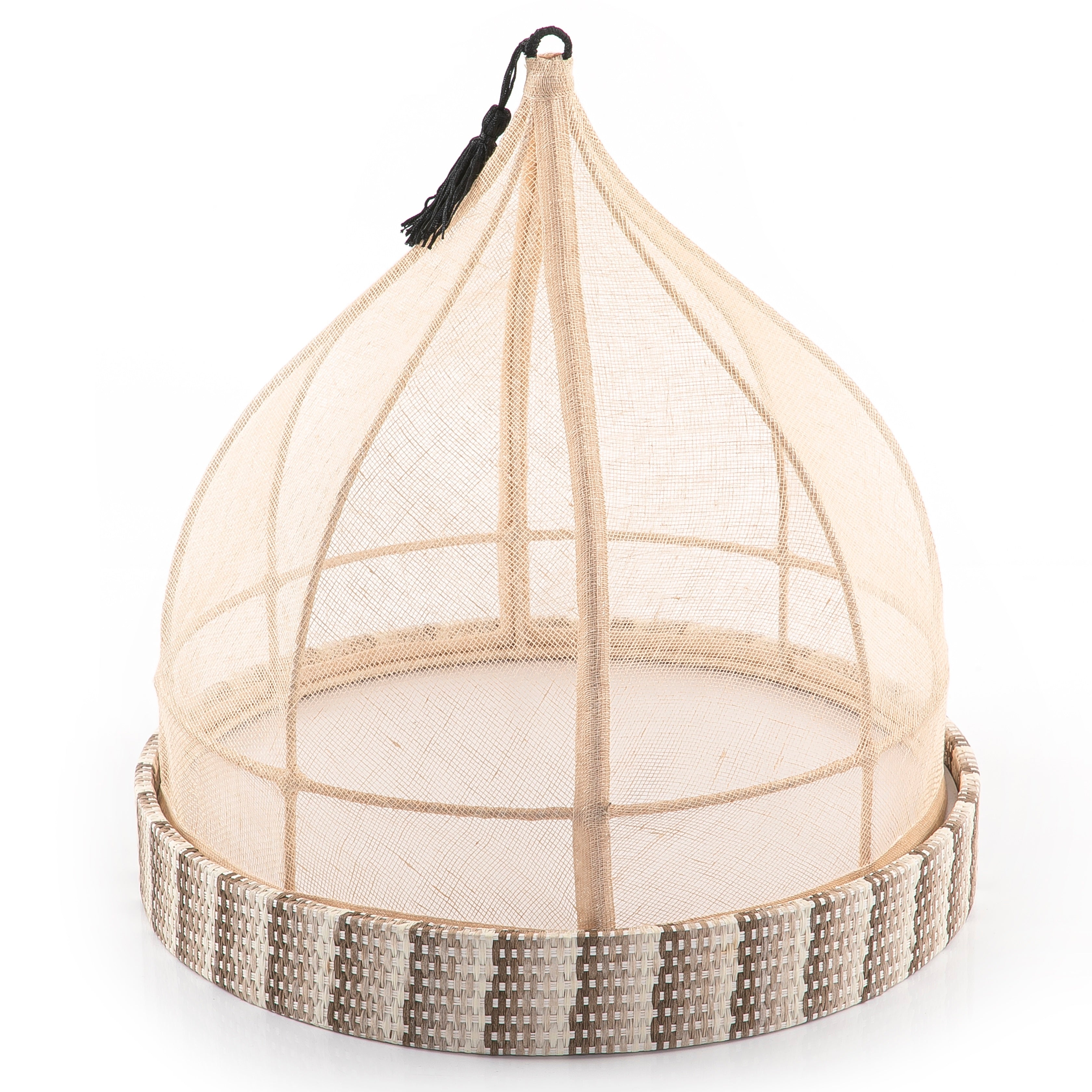 Beige Rattan Linen غطاء من الكتان البيج مع قاعدة من الخيزران – Al jameel Showroom