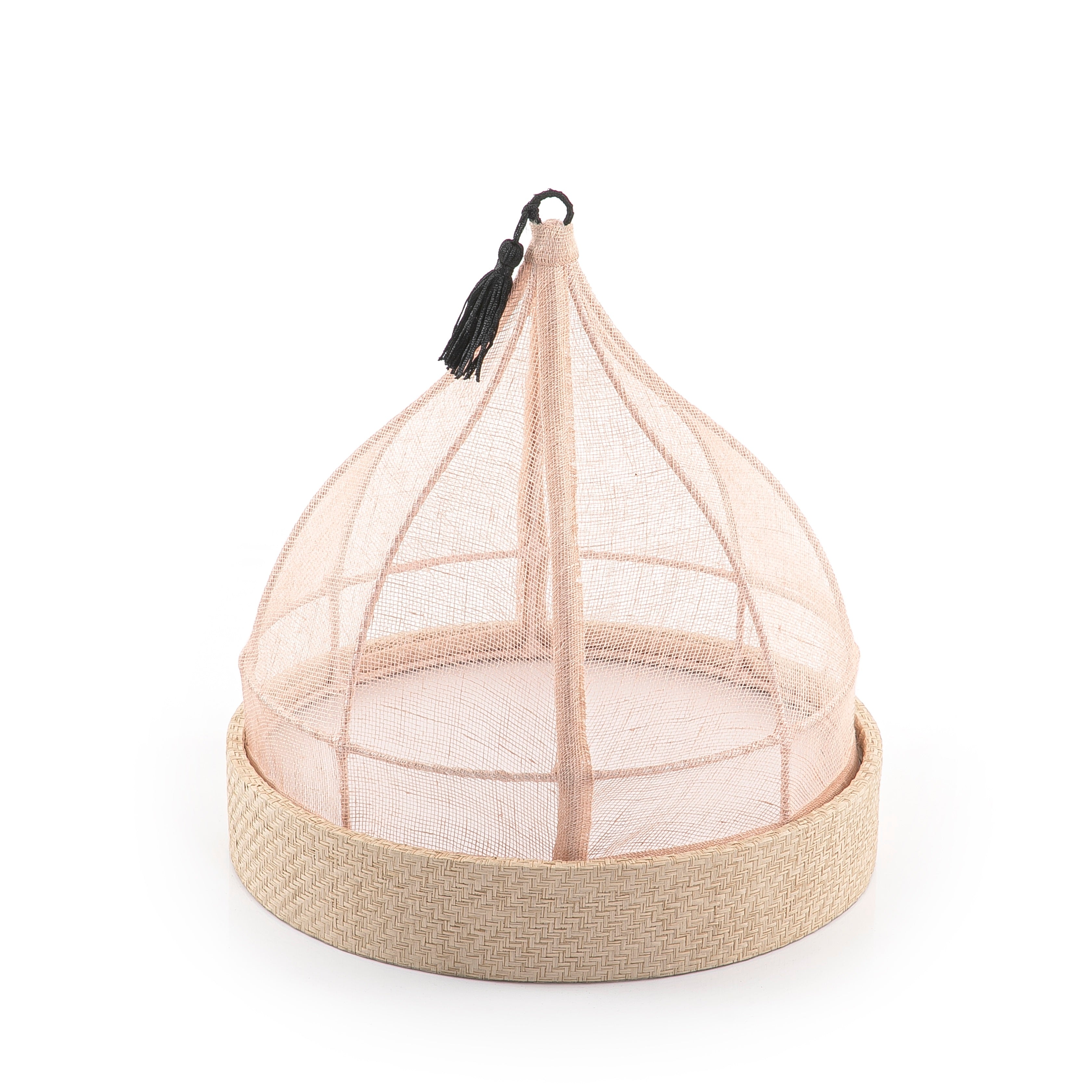 Pink Linen Cover with Rattan Base