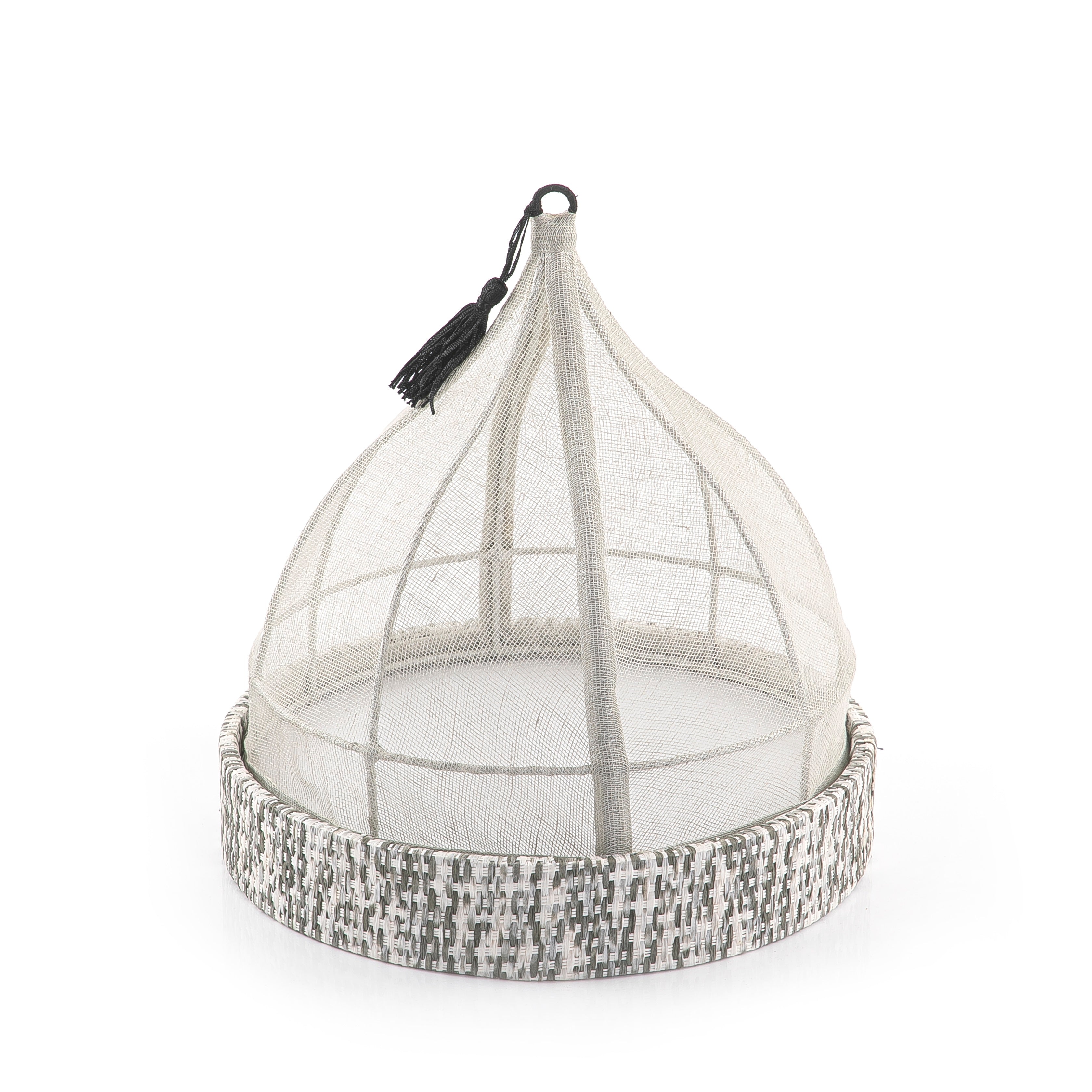 Grey Linen Cover with Rattan Base