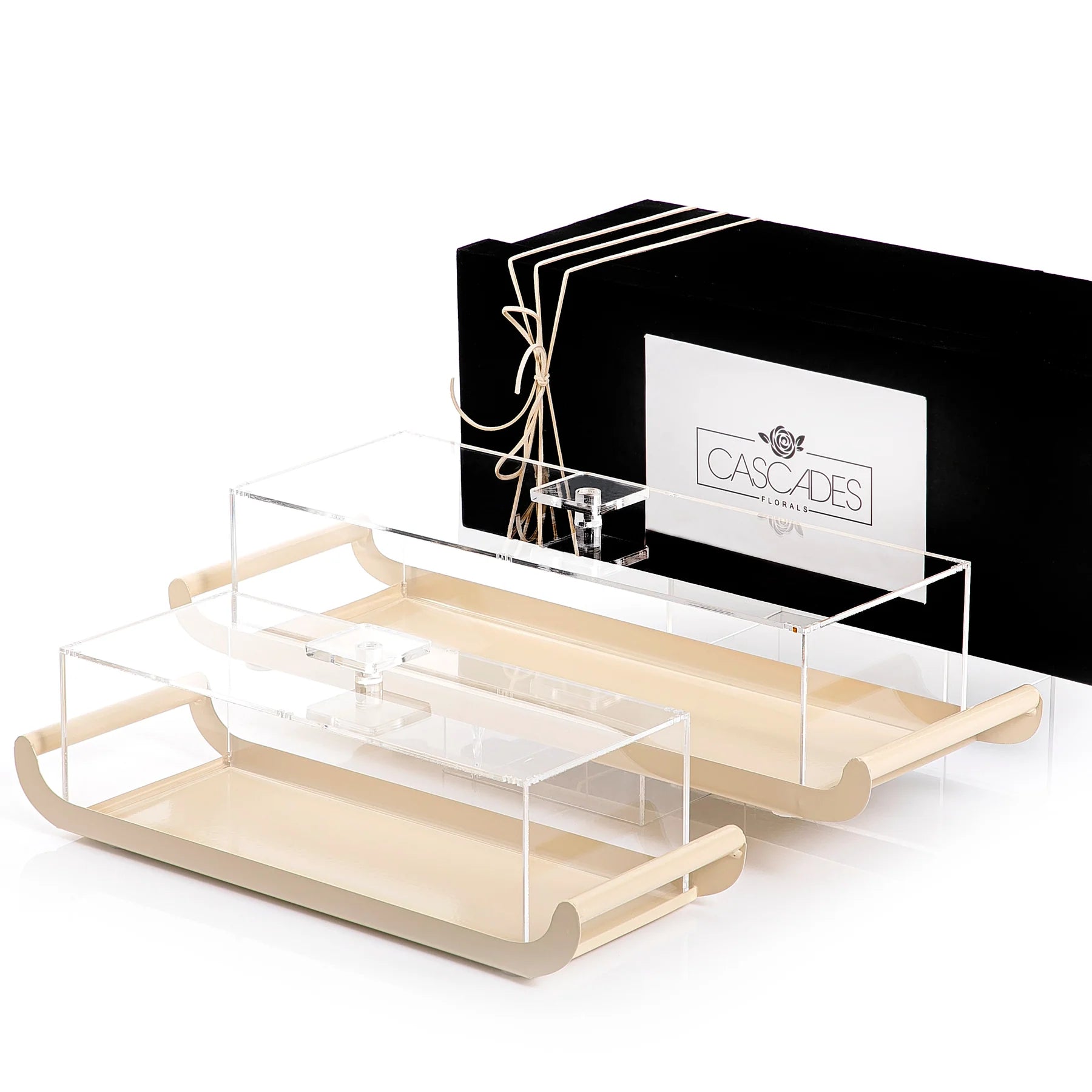 Set of 2 Metal Tray with Acrylic Cover