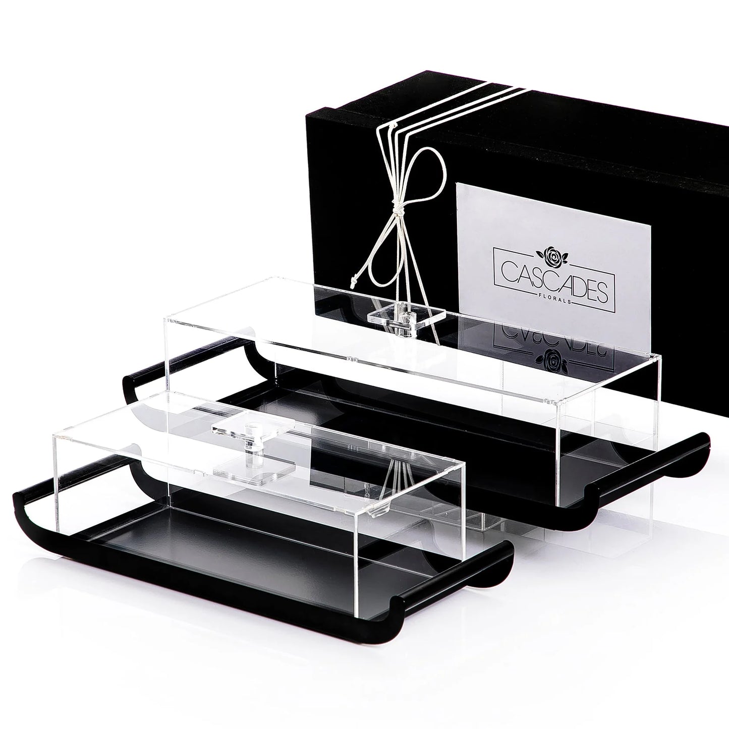 Set of 2 Metal Tray with Acrylic Cover
