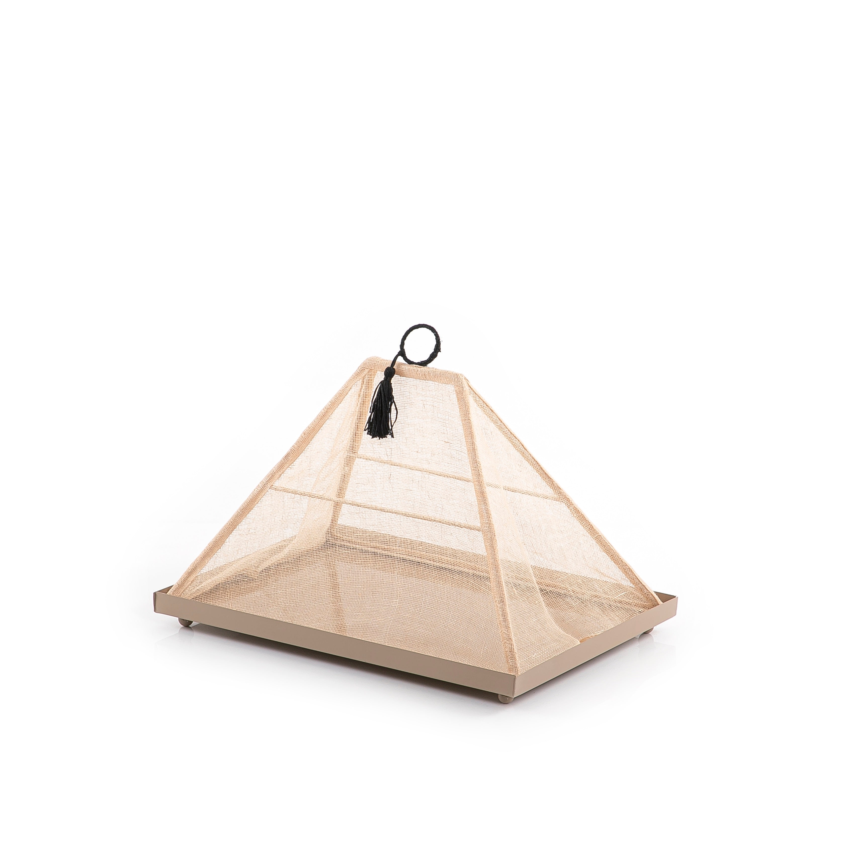 Beige Linen Cover with Metal Base