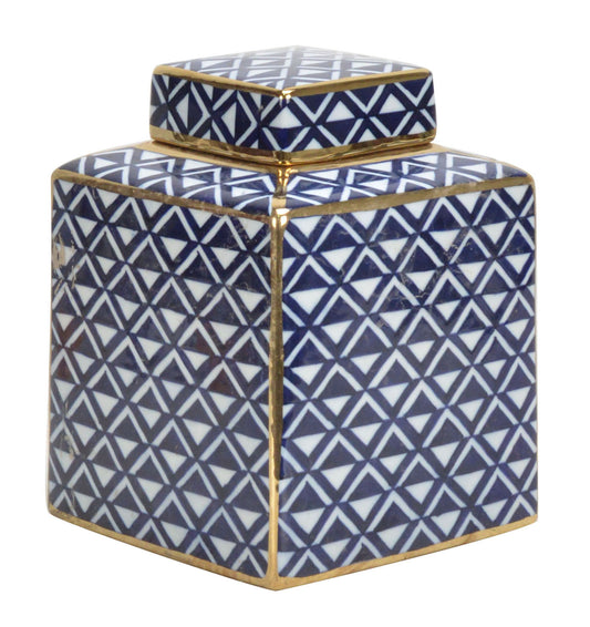 Gold Trim Geometric Pattern Ginger Jar - 22cm