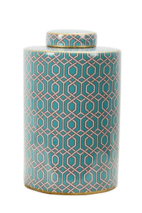Geometric Pattern Green Ceramic Ginger Jar - 36cm