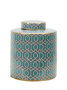 Geometric Pattern Green Ceramic Ginger Jar - 22cm