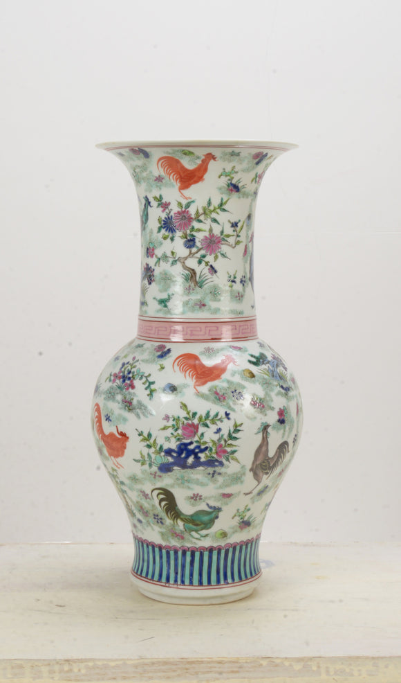 Rose Rooster Ceramic Vase - 43cm