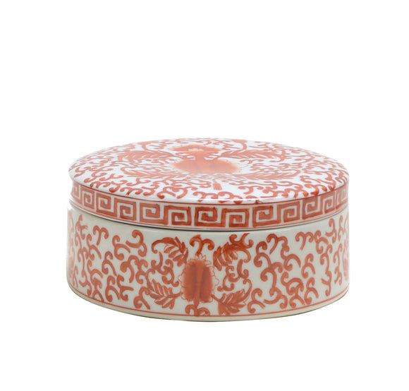 Coral Ceramic Trinket Box - 7cm