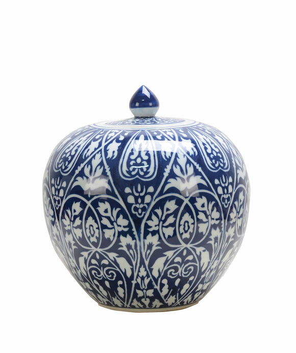 Floral Blue Ceramic Ginger Jar - 29cm