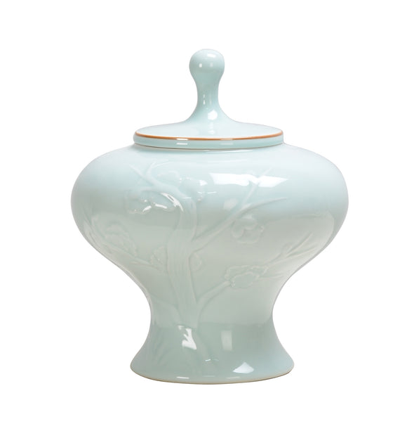 Bird and Flower Blue Ceramic Ginger Jar - 29cm