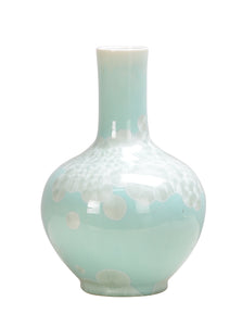 Glossy Spot Blue Ceramic Beaker Vase - 29cm