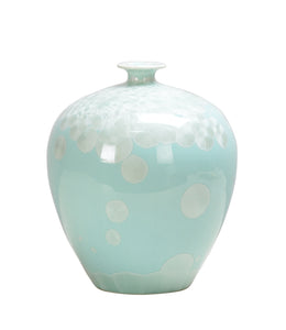 Glossy Spot Blue Ceramic Beaker Vase - 26cm
