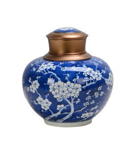 Coral Blue Mini Ceramic Jar - 16cm