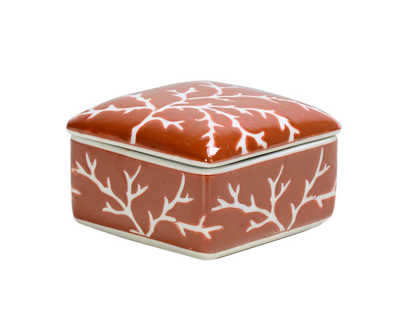 Coral Ceramic Trinket Box