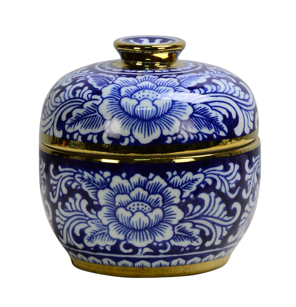 Chinoiserie Gold Trim Ginger Jar - 9cm