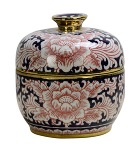 Chinoserie Pink Flower Ceramic Ginger Jar - 20cm