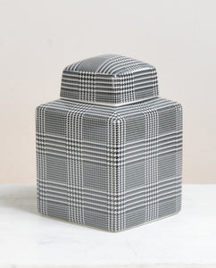 Black and White Lined Ceramic Ginger Jar - 22cm