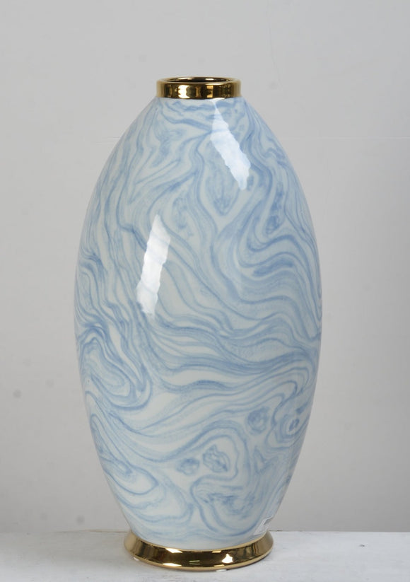 Ocean Gold Trim Ceramic Vase
