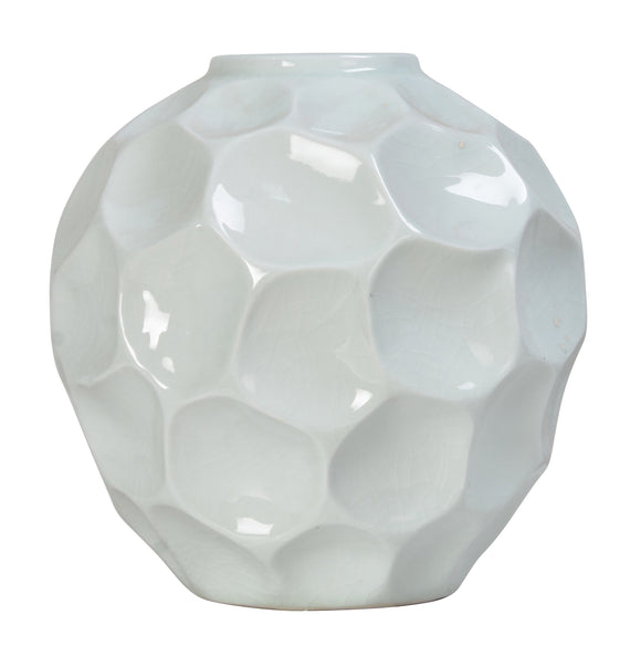 Faceted Round Ceramic Vase - 28cm