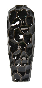 Faceted Black Ceramic Beaker Vase - 55cm