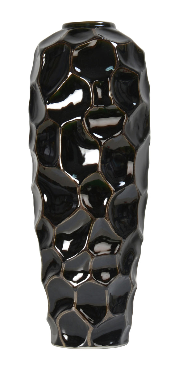 Faceted Black Ceramic Beaker Vase - 55cm