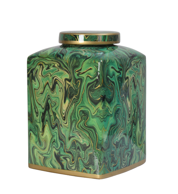 Malachite Design Ceramic Ginger Jar - 36cm