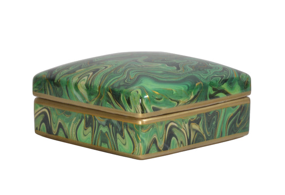 Malachite Design Ceramic Trinket Box