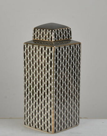 Black Pattern Ceramic Ginger Jar - 36cm