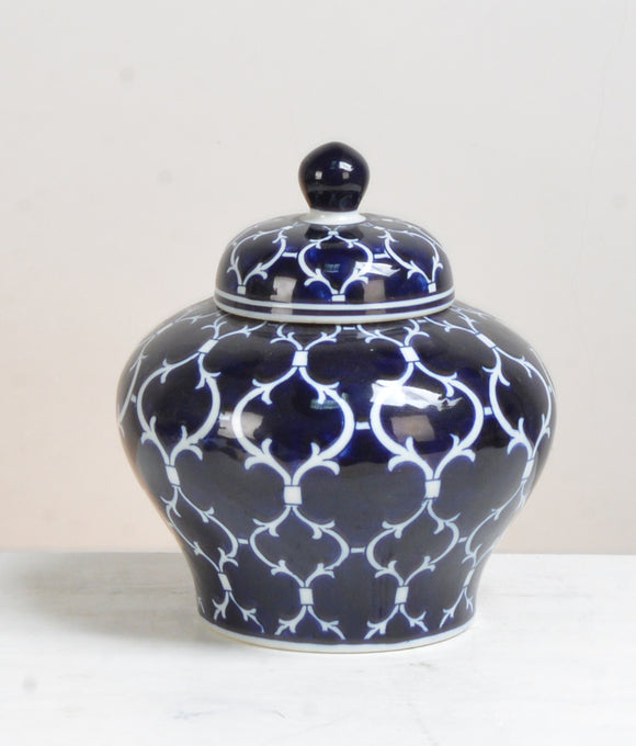 Blue Ceramic Ginger Jar - 23cm