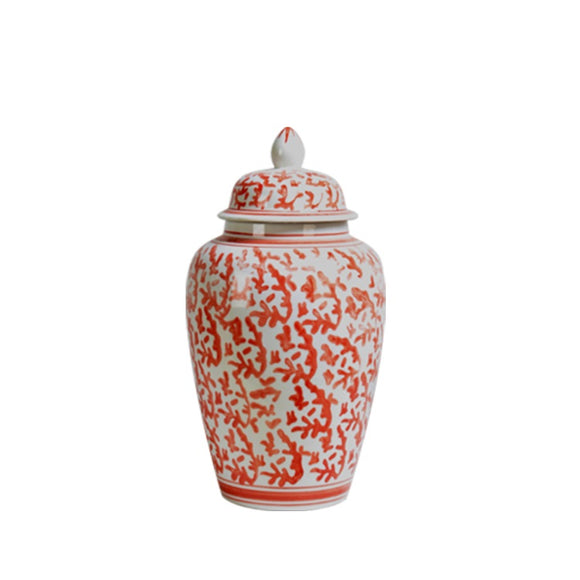 Coral Ceramic Temple Jar - 42cm