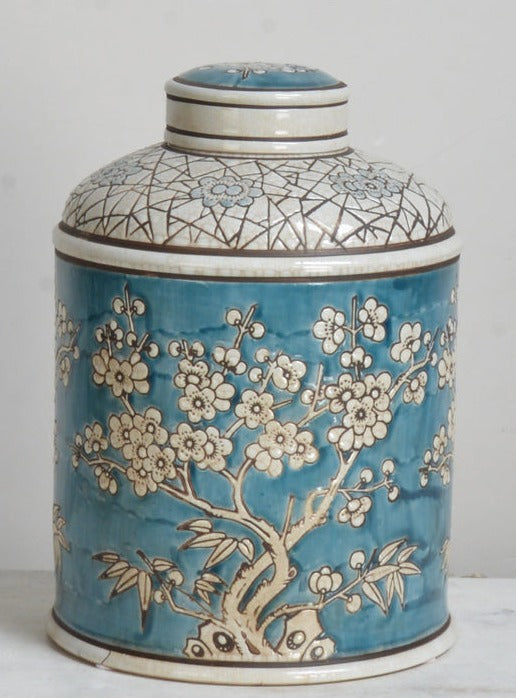 Peony Floral Ceramic Ginger Jar - 33cm