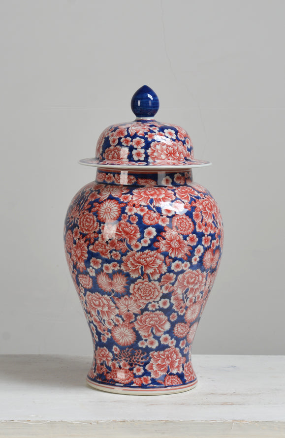 Pink Floral Ceramic Temple Jar - 38cm