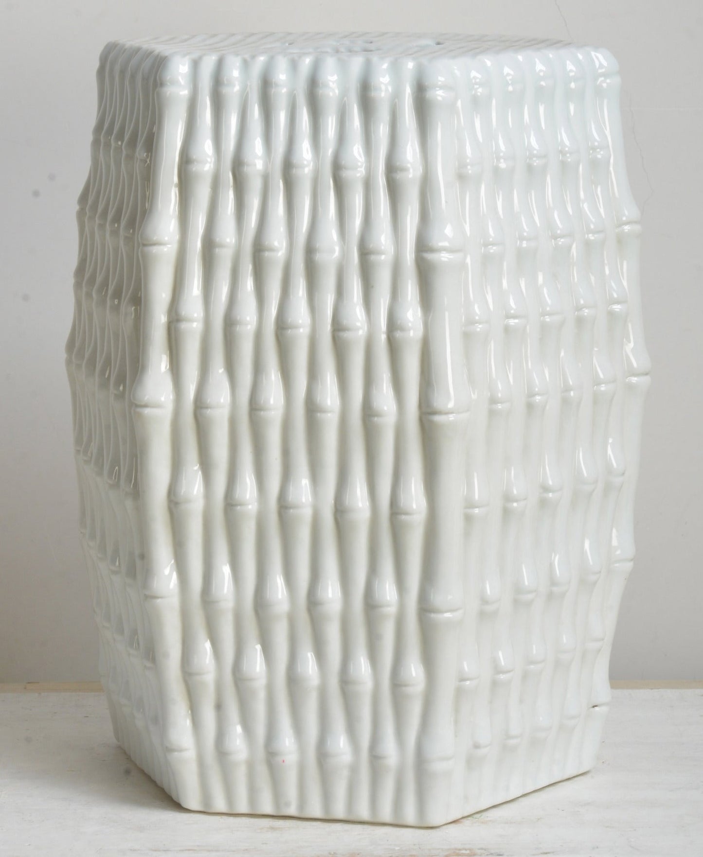 Bamboo Pattern White Ceramic Decor - 42cm