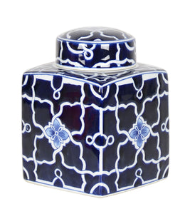 Blue Ceramic Ginger Jar - 22cm