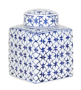 Curve Line Blue Ceramic Ginger Jar - 22cm