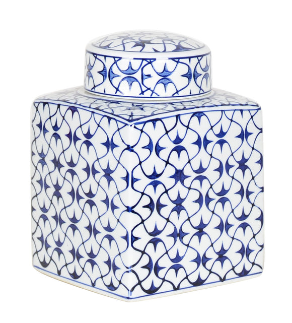 Curve Line Blue Ceramic Ginger Jar - 22cm