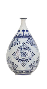 Blue and White Ceramic Beaker Vase - 35cm