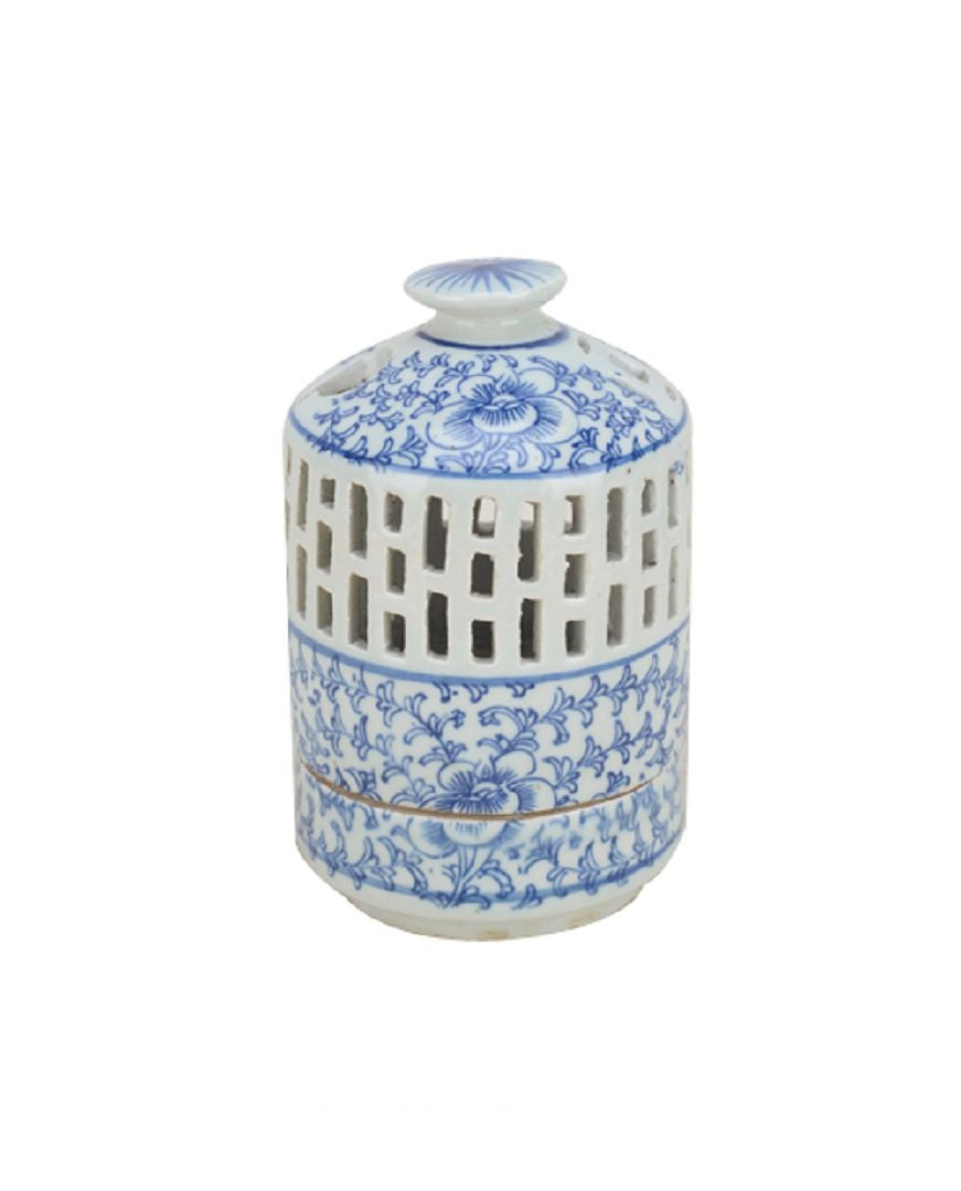 Flower Pattern Ceramic Candle Holder - 18cm