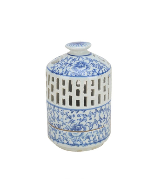 Flower Pattern Ceramic Candle Holder - 18cm